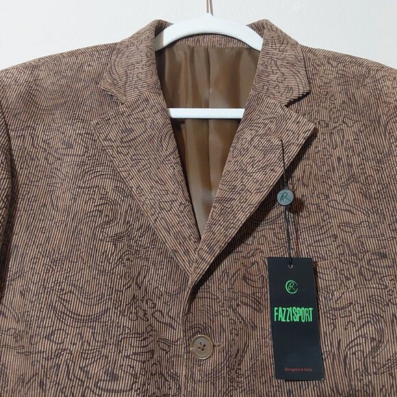 NWT! Fazzisport Abstract Design Corduroy Sport Coat Jacket Blazer - 40R - Picture 3 of 11